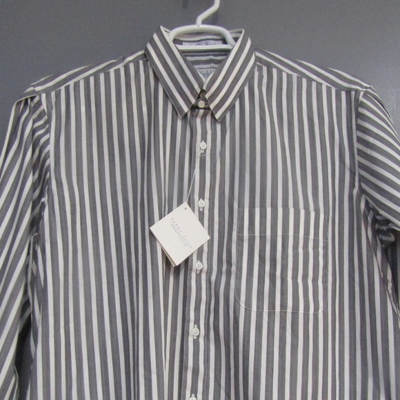 NEW Perry Ellis Portfolio Gray Striped Dress Shirt - Picture 2 of 6